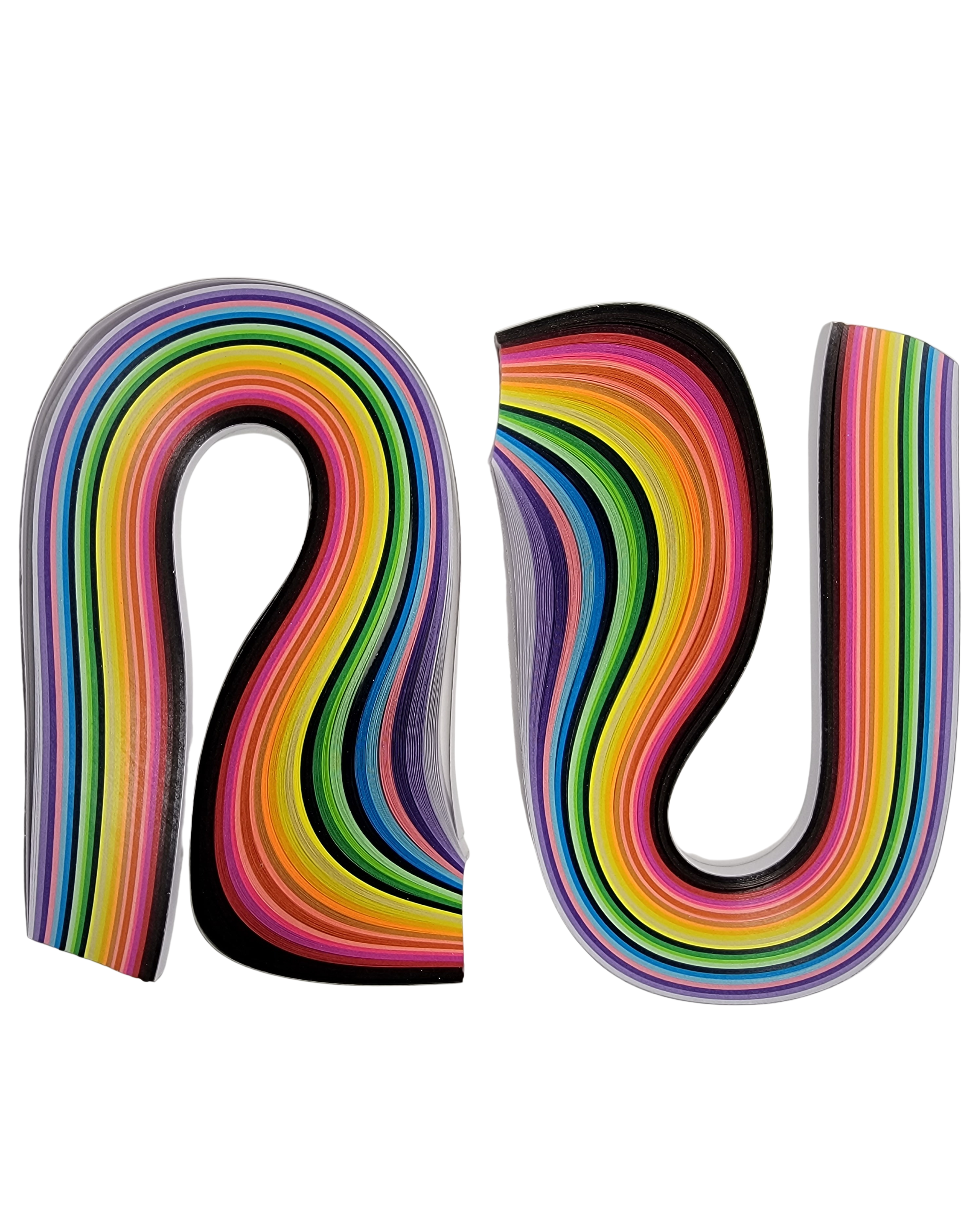 Colorful letter 'U' made of interwoven strips on a white background
paper, quantity, quality, value, rainbow, colour
