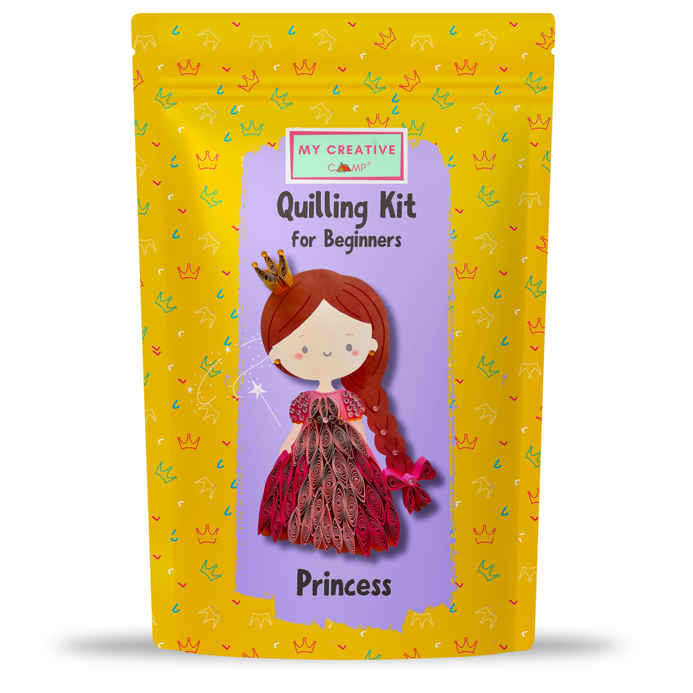 Princess paper quilling kit for beginners featuring a handmade doll craft design