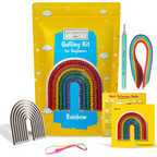 Quilling kit for beginners with colorful materials and packaging on a white background
Paper quilling kit for beginners with rainbow design, quilling tool, and paper strips